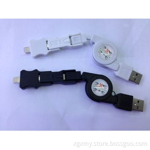 3-in-1 USB Retractable Cable for iPhone 5/iPad/iPhone 4/Mobile Phone/MP3/Cellphone